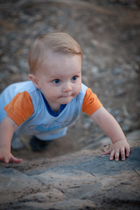 climbing on the rocks