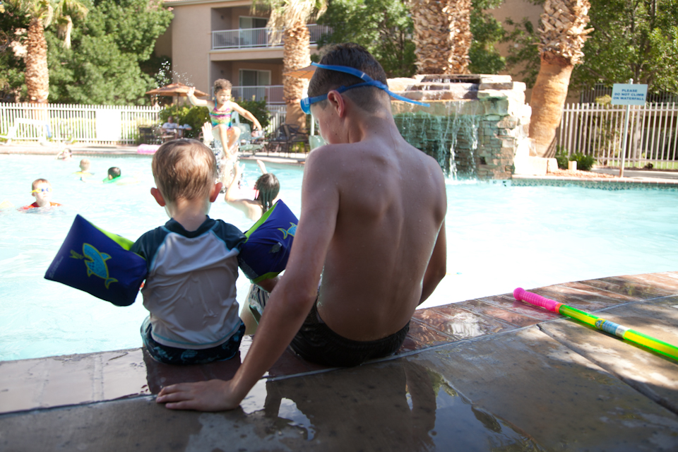 Brothers swimming