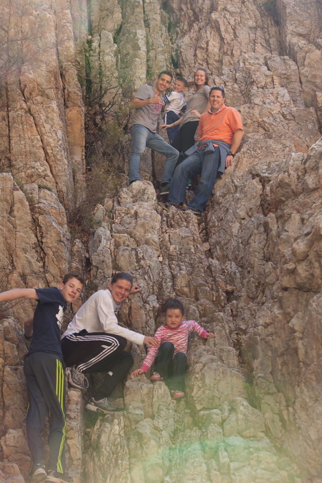 Family rock climbing