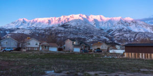 Timp with fresh snow at sunset