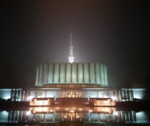 Foggy Night at the Provo Temple