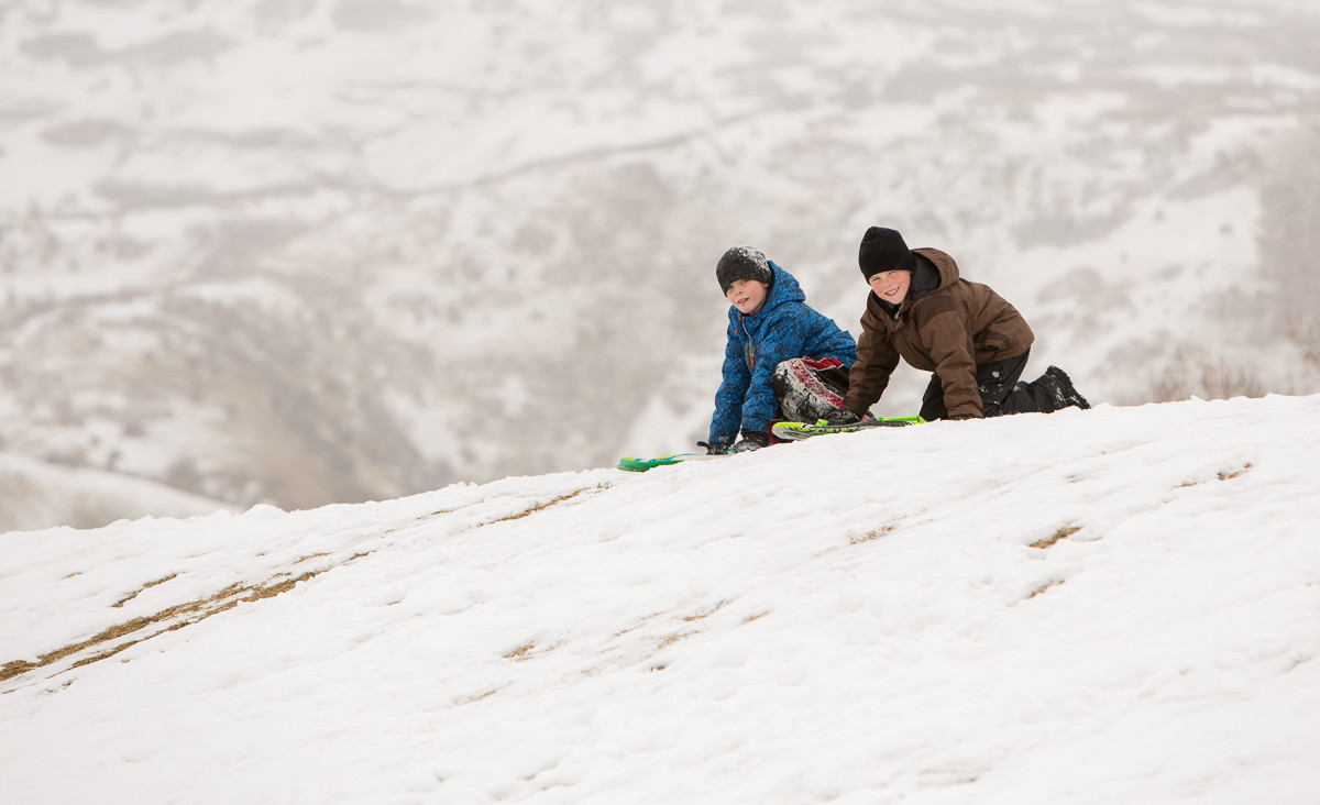 Cousins Sledding